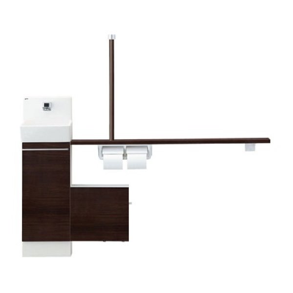 画像1: INAX/LIXIL YL-DA82VSHL15B コフレル スリム(埋込) 手すりカウンター カラクリキャビネットタイプ 1500サイズ 左仕様 ハンドル水栓 床給水・床排水 [♪] (1)