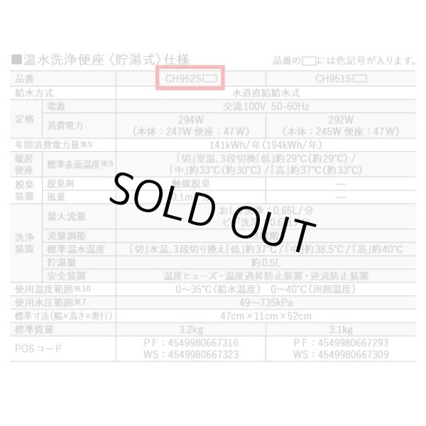 画像2: [在庫あり] パナソニック　CH952SPF　トイレ 便座 温水洗浄便座 ビューティ・トワレ 脱臭有 パステルアイボリー (CH942SPFの後継品) ♭☆2 (2)