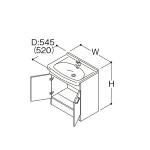 画像: TOTO 洗面化粧台 LDSAS075AAGYG1(カラー) Aシリーズ 2枚扉 アクアオート(自動水栓) 壁給水 間口750mm 洗面ボウル高さ750mm 受注生産品 ♪§