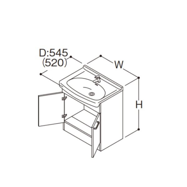 画像1: TOTO 洗面化粧台 LDSAS075AAGYC1(カラー) Aシリーズ 2枚扉 アクアオート(自動水栓) 床給水 間口750mm 洗面ボウル高さ750mm 受注生産品 ♪§ (1)