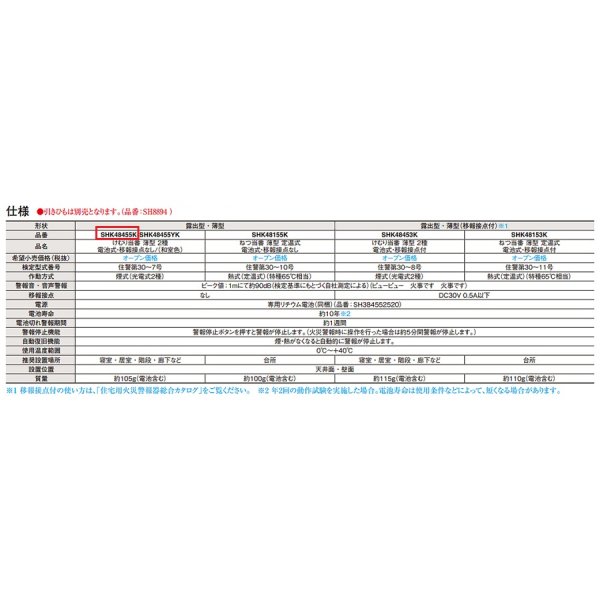 画像3: [在庫あり] パナソニック SHK48455K 住宅用火災警報器 けむり当番 薄型 2種 電池式・移報接点なし 警報音・音声警報機能付 ♭☆【本州四国送料無料】 (3)