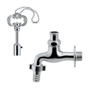 画像: 水栓金具 カクダイ 703-103-13 共用カップリング付き横水栓(かぎ式) 共用栓カギ付
