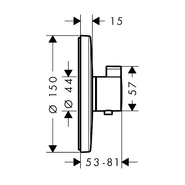 画像2: ハンスグローエ 15755000 エコスタットS シャワーサーモスタット 埋込式 混合水栓(化粧部) クロム ♪ (2)