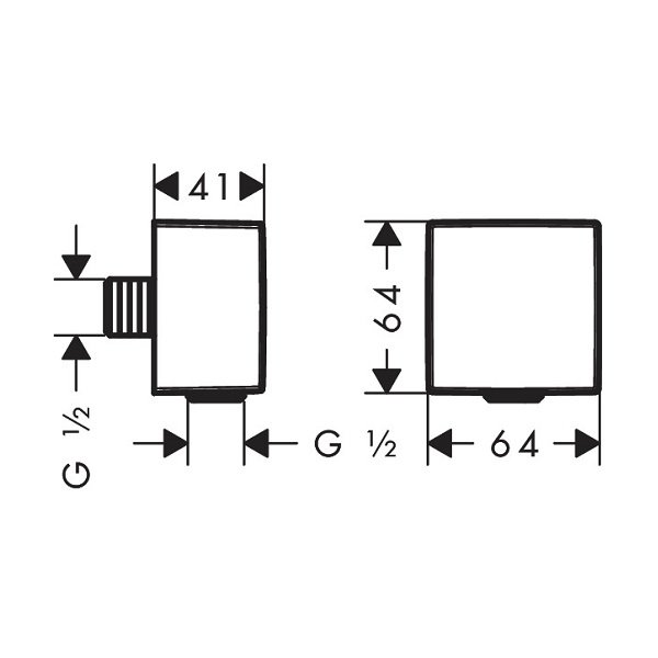 画像2: ハンスグローエ 26455000 フィックスフィット シャワー取出口スクエア(逆止弁付) クロム ♪ (2)