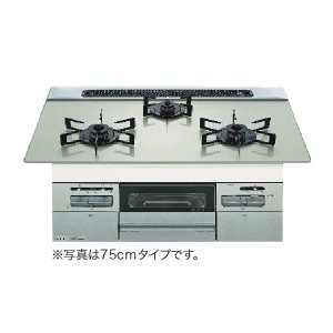 画像: ノーリツ [N3WV7RWAP2SIEC 都市ガス] ビルトインコンロ Mikke ミッケ 75cmタイプ ムーンシルバーガラストップ メタリックシルバー レンジフード連動タイプ [♪]