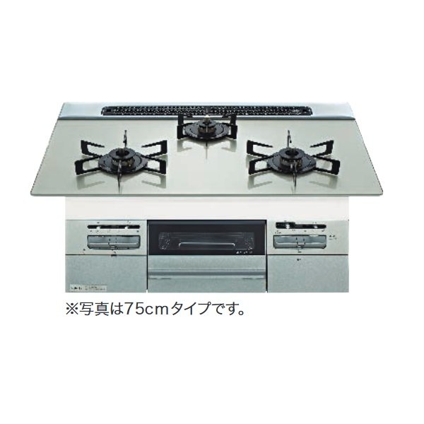 画像1: ノーリツ [N3WV7RWTP2SI 都市ガス] ビルトインコンロ Fami ファミ 75cmタイプ ムーンシルバーガラストップ メタリックシルバーフェイス [♪] (1)