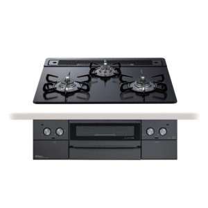 画像: パロマ [PD-829W-60GZ プロパン] ビルトインコンロ WITHNA ウィズナ Black Line ブラックライン 60cm 3口 水なし両面焼グリル マッティーブラック(PD-819W-60GZの後継品)