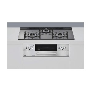 画像: リンナイ [RHS71W42J4RSTW 都市ガス] ビルトインコンロ 幅75cm Lisse(リッセ) 強火力(左・右) サテンシルバー ココットプレート付属 ♪