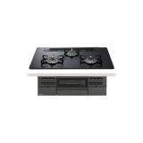 画像: パロマ [PD-743W-75GZ プロパン] ビルトインコンロ BRilliO 75cm 3口 水なし両面焼グリル マッティーブラック (ラ・クックグラン同梱)