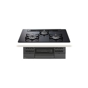 画像: パロマ [PD-743W-75GZ プロパン] ビルトインコンロ BRilliO 75cm 3口 水なし両面焼グリル マッティーブラック (ラ・クックグラン同梱)