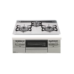 画像: パロマ [PD-743WS-60CV プロパン] ビルトインコンロ BRilliO 60cm 3口 水なし両面焼グリル ティアラシルバー (ラ・クックグラン同梱)