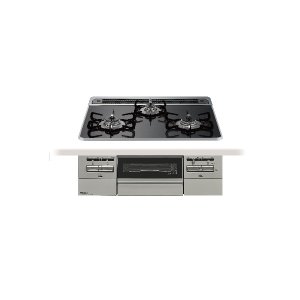 画像: パロマ [PD-743WS-60CK プロパン] ビルトインコンロ BRilliO 60cm 3口 水なし両面焼グリル クリアパールブラック (ラ・クックグラン同梱)