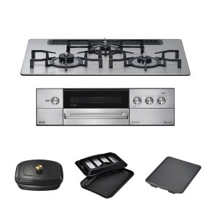 画像: リンナイ [RHS71W34ALRSL プロパン] ビルトインコンロ 幅75cm GRILLER(グリレ) 強火力(左) シルバー ザ・ココット ココットプレート トースト・ピザプレート付属