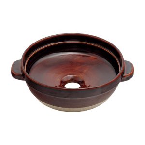画像: カクダイ 493-275-BR 洗面所 土鍋手洗器 和風 瑠珠 陶器製 信楽焼 置型 鰹節 [♪」