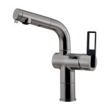 画像: カクダイ 183-425B-DS 水栓金具 シングルレバー混合栓 トール CORDIA ブレードホース 逆流防止機能なし ダークシルバー
