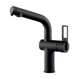 画像: カクダイ 183-425B-MD 水栓金具 シングルレバー混合栓 トール CORDIA ブレードホース 逆流防止機能なし マットブラック