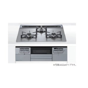 画像: ノーリツ/ハーマン ビルトインコンロ 600ｍｍタイプ Fami ガラストップ 無水両面焼き レンジフード 連動タイプ [DW32V6WTP2SVE 都市ガス]