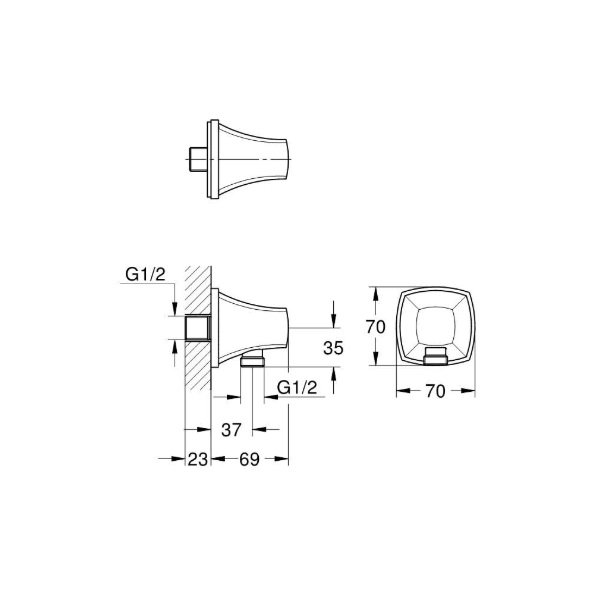 画像2: グローエ 26897IG0J シャワー＆シャワーシステム グランデラ シャワー給水口 (クローム×ゴールド) ※受注生産品 § (2)