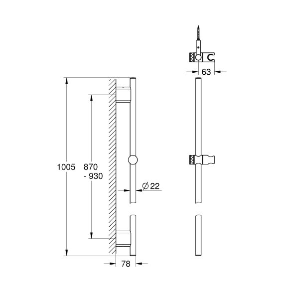 画像2: グローエ 26603DL0J シャワー＆シャワーシステム スマートアクティブウォールバー 900mm (ブラッシュドウォームサンセット) (2)