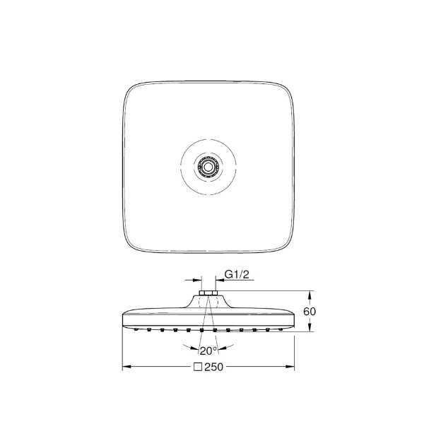 画像2: グローエ 2668100J シャワー＆シャワーシステム テンペスタキューブ オーバーヘッドシャワー 250mm×250mm (2)