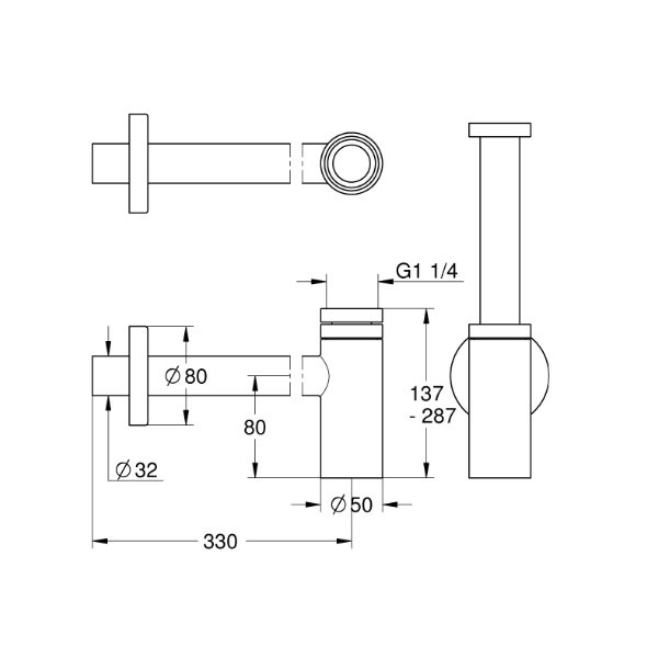 画像2: グローエ 28912DC0J パーツ ボトルトラップ1 1/4" (スーパースチール) ※受注生産品 § (2)