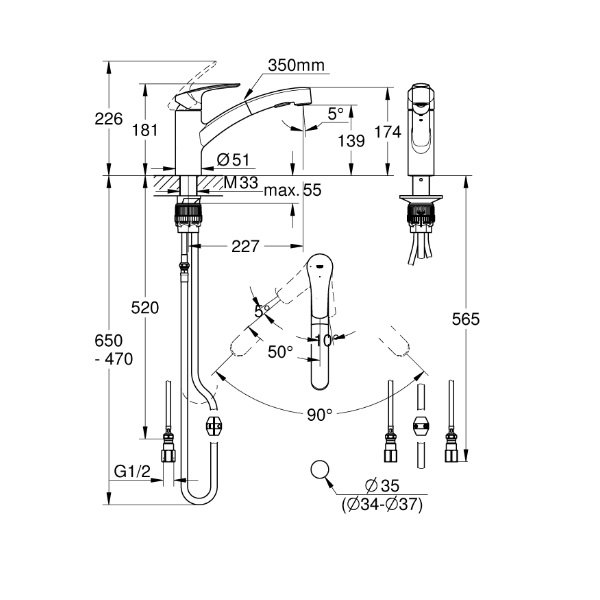 画像2: グローエ 3030510J キッチン用水栓 ユーロスマート シングルレバーキッチン 混合栓 CS仕様 (2)