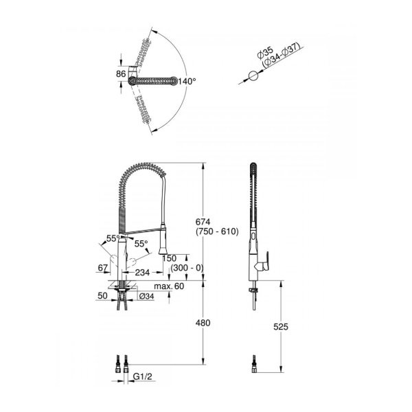 画像2: グローエ JP301202 キッチン用水栓 K7 シングルレバーキッチン混合栓 (スーパースチール) ※受注生産品 § (2)