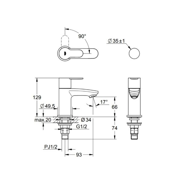 画像2: グローエ JP320100 洗面用水栓 ユーロスタイルコスモポリタン 単水栓 (2)