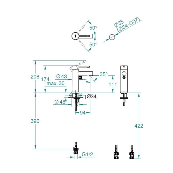 画像2: グローエ JP368701 洗面用水栓 エッセンス シングルレバー洗面混合栓 (引棒なし) (2)