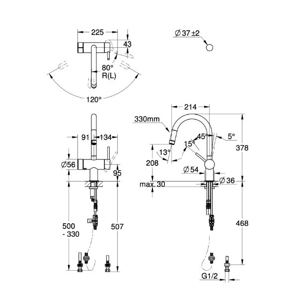 画像2: グローエ JPK61802 キッチン用水栓 ミンタ 浄水器一体型シングルレバー キッチン混合栓(クローム) (2)
