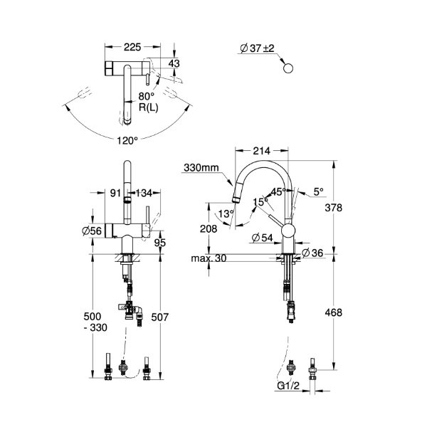 画像2: グローエ JPK61902 キッチン用水栓 ミンタ 浄水器一体型シングルレバー キッチン混合栓(クローム) (2)