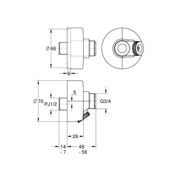 画像2: グローエ JPK91000 パーツ インレット1/2"(偏心寸法±5mm) (2)