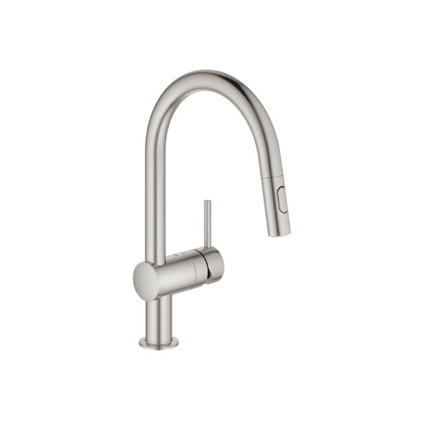 画像1: グローエ 32321DC2J-2 キッチン用水栓 ミンタ シングルレバーキッチン混合栓(スーパースチール) (1)