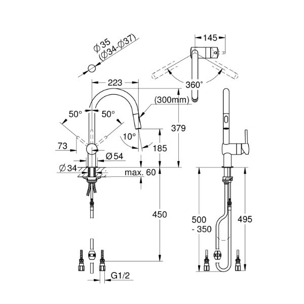 画像2: グローエ 32321DL2J-2 キッチン用水栓 ミンタ シングルレバーキッチン混合栓(ブラッシュドウォームサンセット) (2)