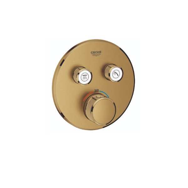 画像1: グローエ 29119GN0J 浴室用水栓 スマートコントロール サーモスタット 2バルブ混合栓 ラウンドタイプ 化粧部(ブラッシュドクールサンライズ) (1)