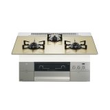 画像: ノーリツ [N3S23PWASFSTEC 都市ガス] ビルトインコンロ PROGRE 75cm 3口 レンジフード連動 シャンパンゴールドガラストップ (N3S15PWAS6STECの後継品) ♪