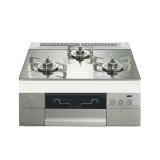 画像: ノーリツ [N3S22PWASKSTESC プロパン] ビルトインコンロ PROGRE 60cm 3口 レンジフード連動 プラチナシルバーガラストップ (N3S14PWASKSTESCの後継品) ♪