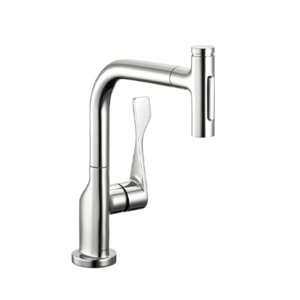 画像: セラトレーディング HG39863R アクサーチッテリオ キッチン用湯水混合栓(スパウト引出し手元止水タイプ) クロム ♪