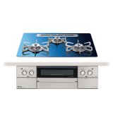 画像: パロマ [PD-893WT-U60GA2 プロパン] ビルトインコンロ FACEIS GRAND フェイシス グランド 北欧デザイン 60cm 3口 水なし両面焼グリル スカンジナビアブルー 受注生産品§