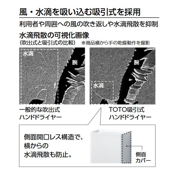 画像3: TOTO TYC430WJ ハンドドライヤー クリーンドライ 吸引・高速タイプ  HEPAフィルター付 ヒーター内蔵 AC100V 電源直結 ホワイト (3)