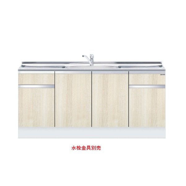 画像1: onedo/ワンド/旧マイセット KTD5-85-180DS-RV 木目 KTD5型 ハイトップ 組合せ型流し台 トップ出し 一槽流し台 間口180cm 奥行55cm ♪ (1)
