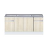 画像: onedo/ワンド/旧マイセット KTD5-85-180S-RV 木目 KTD5型 ハイトップ 組合せ型流し台 壁出し 一槽流し台 間口180cm 奥行55cm ♪