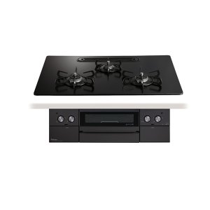 画像: パロマ 『PD-829W-U75GZ プロパン』 ビルトインコンロ WITHNA ウィズナ ブラックライン 75cm 3口 水なし両面焼グリル マッティーブラック