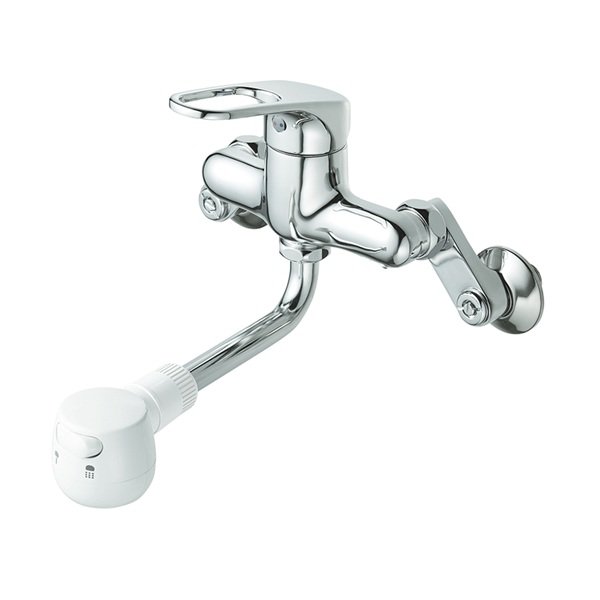 画像1: SANEI/三栄水栓 K1700EM-W 混合栓 台付混合栓 壁付混合栓 シングル切替シャワー混合栓 (1)