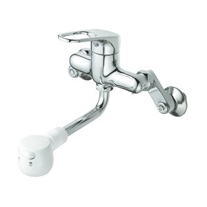 画像: SANEI/三栄水栓 K1700EMK-W 混合栓 台付混合栓 壁付混合栓 シングル切替シャワー混合栓 寒冷地用