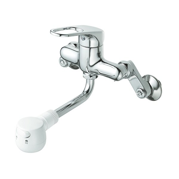 画像1: SANEI/三栄水栓 K1700EMK-W 混合栓 台付混合栓 壁付混合栓 シングル切替シャワー混合栓 寒冷地用 (1)