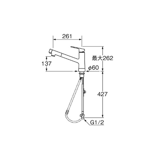 画像2: SANEI/三栄水栓 K87122EJK 混合栓 スプレー混合栓 シングルワンホールスプレー混合栓 寒冷地用 (2)