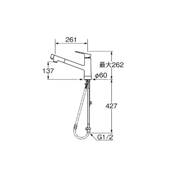 画像2: SANEI/三栄水栓 K87122ETJK 混合栓 スプレー混合栓 シングルワンホールスプレー混合栓 寒冷地用 (2)
