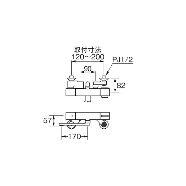 画像2: SANEI/三栄水栓 SK180CK 混合栓 壁付シャワー混合栓 サーモシャワー混合栓 (2)