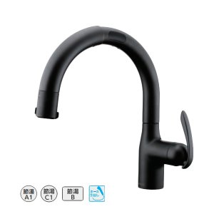 画像: タカギ LC122BN-3NT5 タッチレス蛇口一体型浄水器 シングルレバー混合栓  (ワンホール型) ブラックマット 水受けボックス不要タイプ LCシリーズ